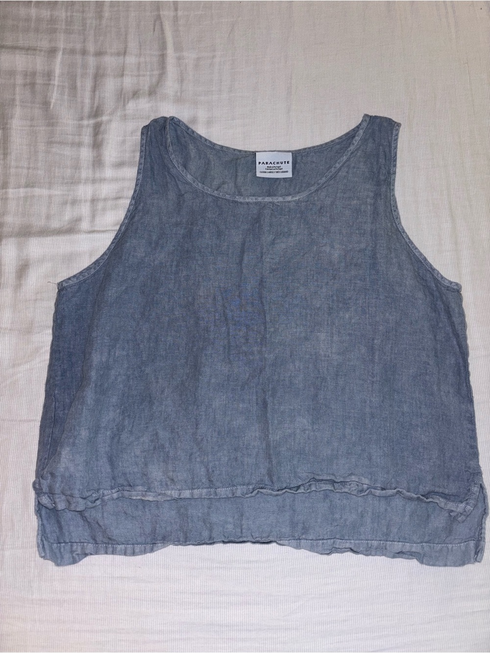 Parachute Blue 100% Linen Natural Fibers Sleeveless Tank
